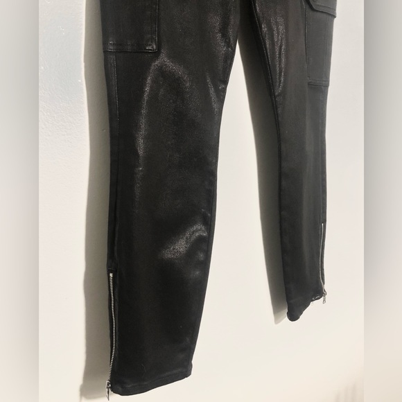 7 For All Mankind Coated Black Skinny Cargo Jeans - Size 29 - Picture 6 of 12